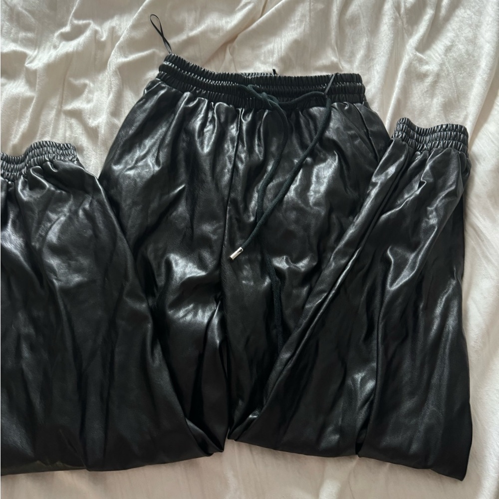 Leather joggers